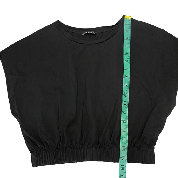 Zara Black Dolman Sleeve Elastic Waist Crop Top Size Large - Picture 8 of 8